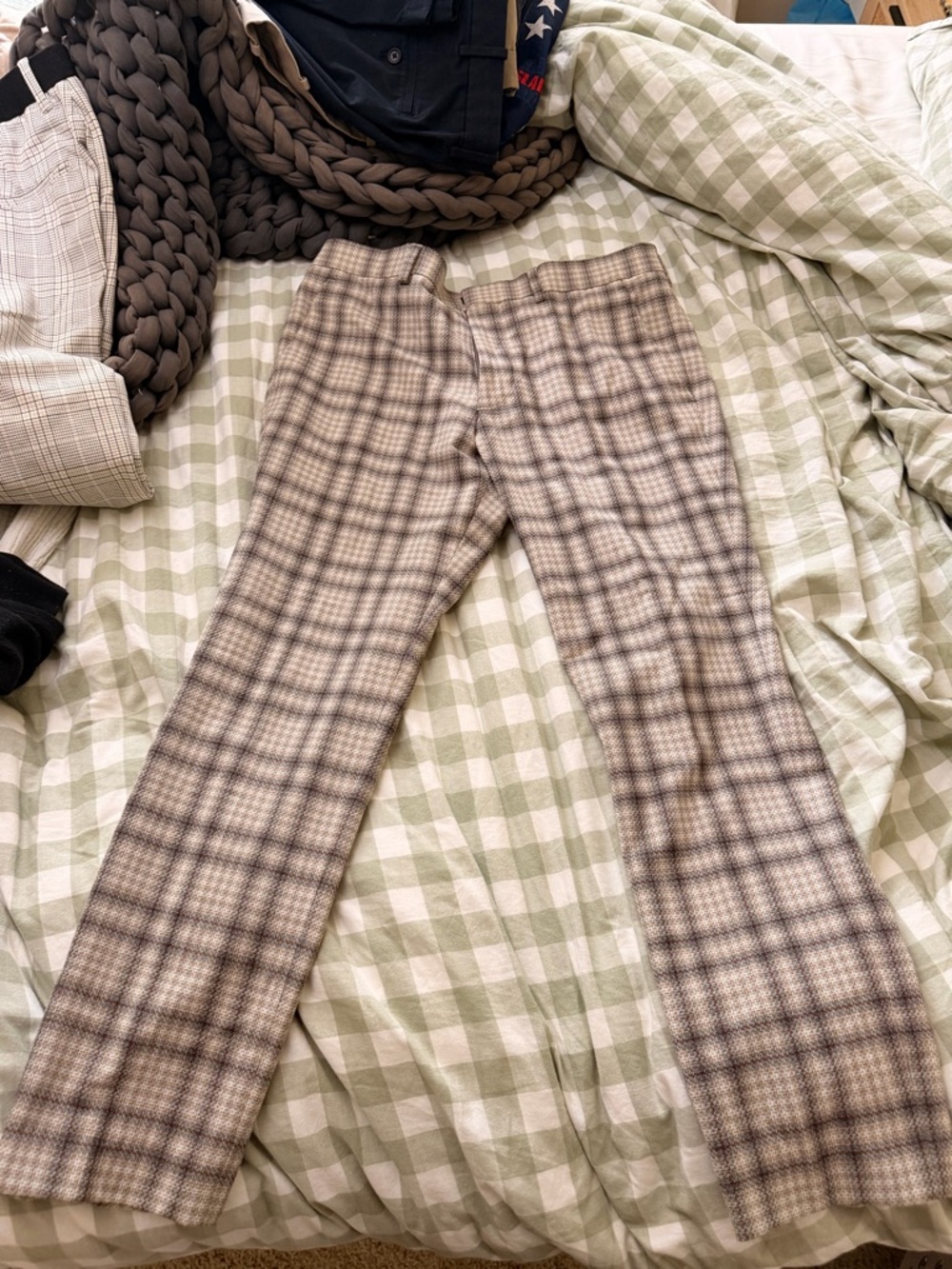 Express Plaid Extra Slim dress pants cropped 30x26